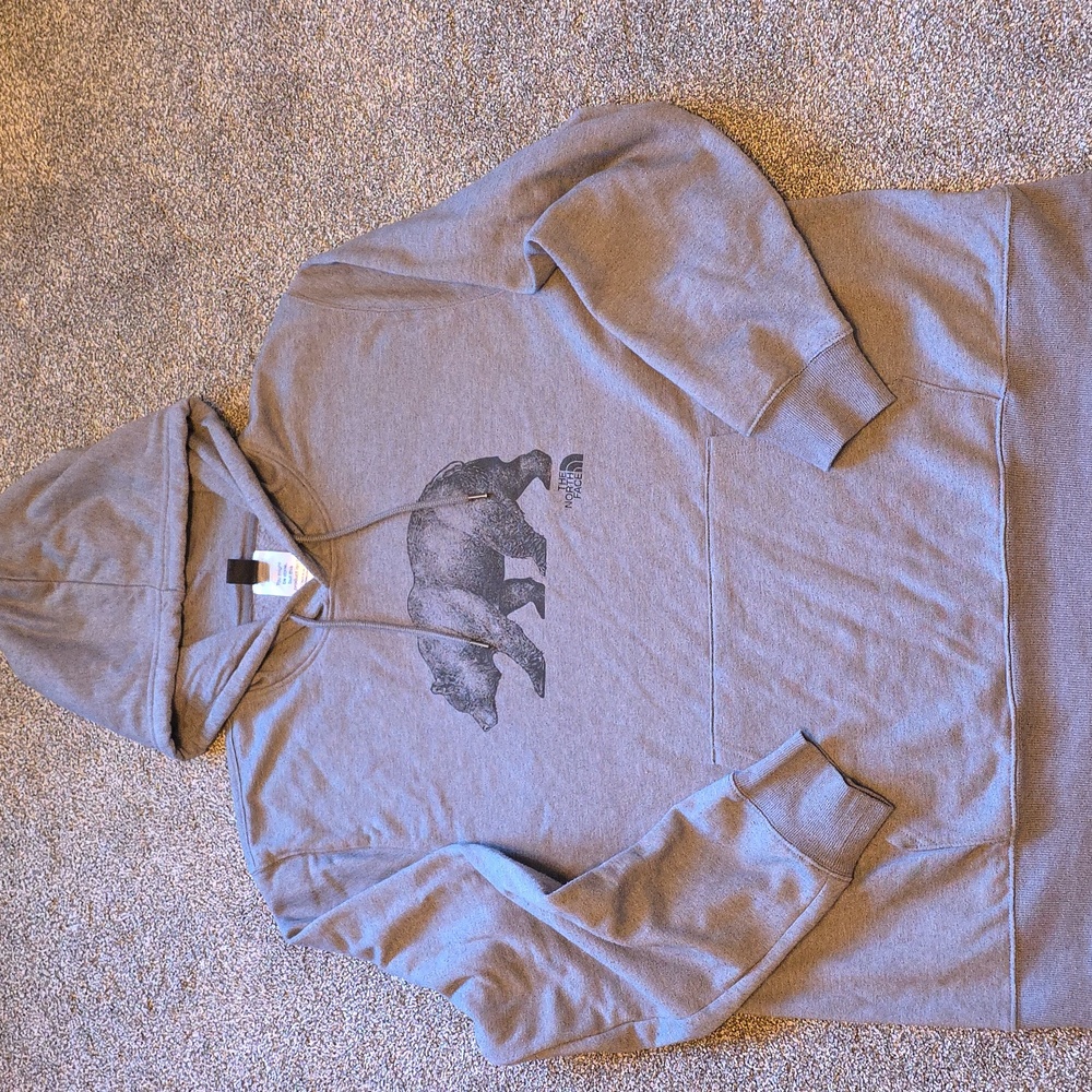 The North Face Men's Gray Bear Logo Pullover Hoodie